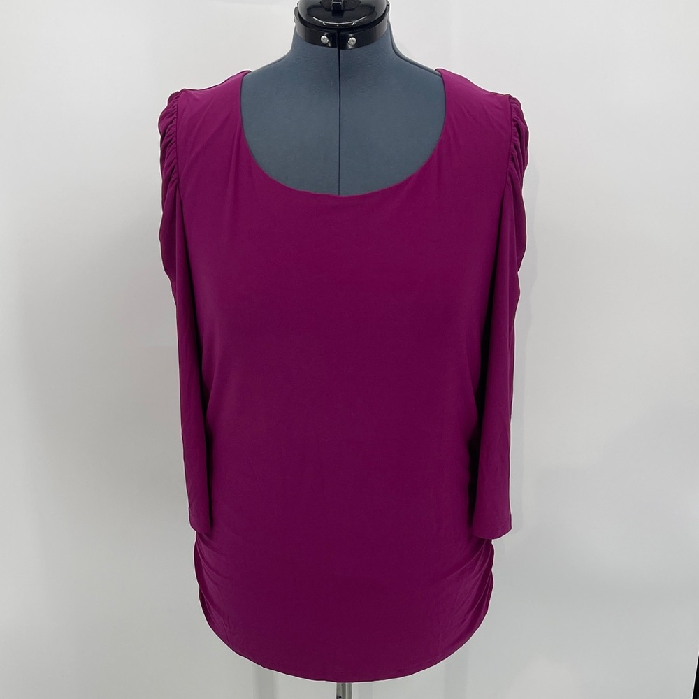 North Style Women's Magenta Blouse SIZE XL PULLOVER LOW NECK LINED